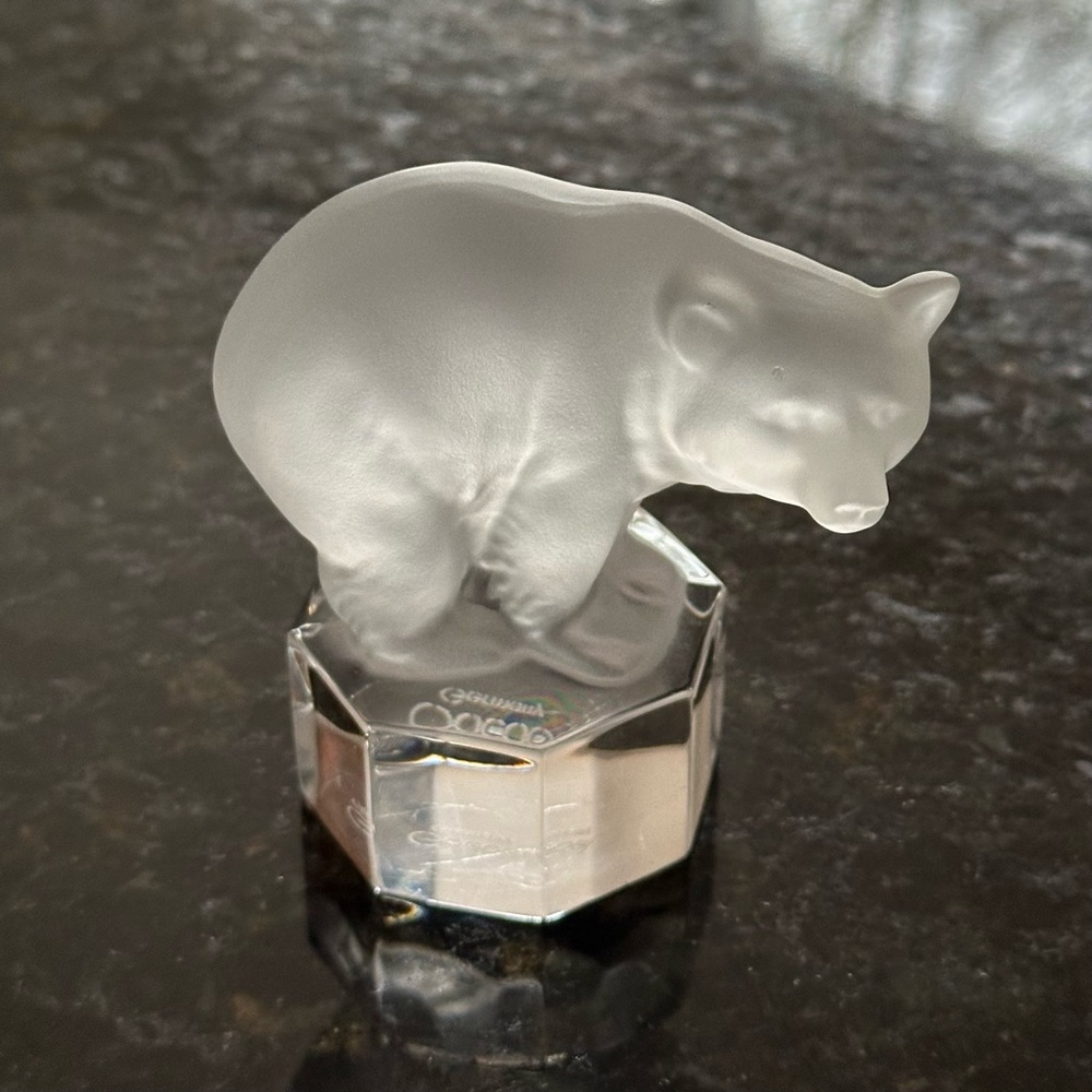 Goebel Frosted & Clear Crystal Grizzly Bear Figurine Paperweight Germany 1980’s